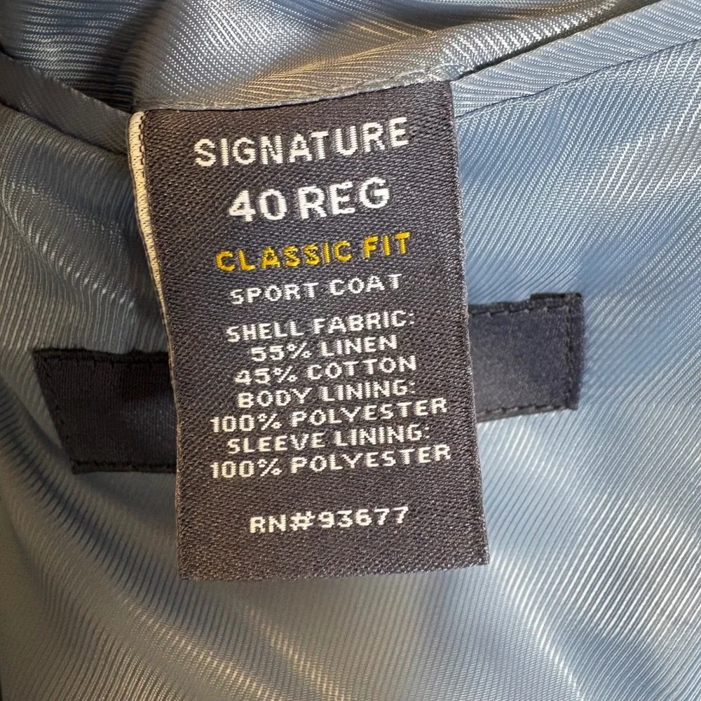 Stafford Sport Coat 40 Blue Linen Blend Classic Fit Signature Blazer RN93677 NEW